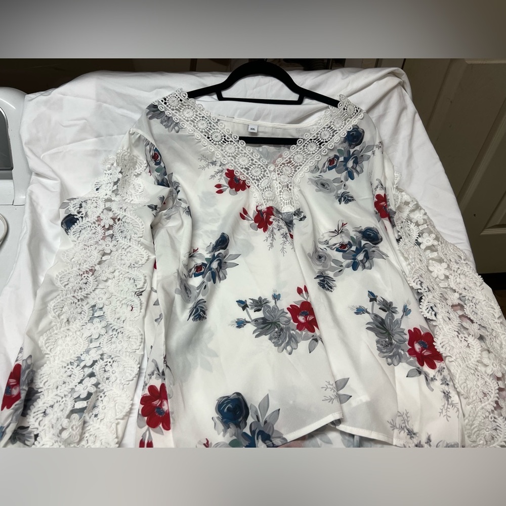 Tunic length top, xxl, floral print
